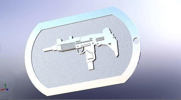 Uzi köpek etiketi etiket anahtarlık Zincir tabanca smg askeri askerler anahtar etiketleri id ateşli silahlar Aksesuarlar Sanat 3d baskı kolye takı kolyeler 3d print model - Mito3D