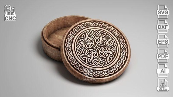 v-carved celtic knot jewelry box 2 - digital files cnc v carved router vcarve vectric aspire artcam carbide create svg eps ai stl dxf wood house accessories 3d print model - Mito3D