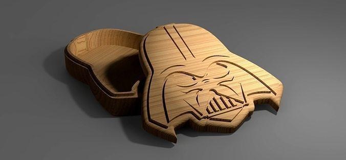 v carved Darth Vader star savaşlar Kutu eps svg cnc yönlendirici konteyner depolama dekorasyon kurabiye mücevher Odun Vcarve işleme oymacı ev dekor 3d print model - Mito3D