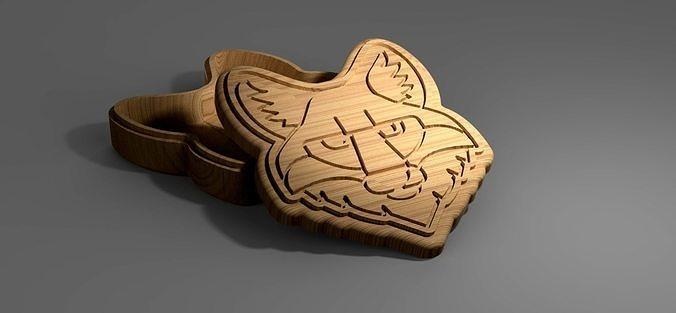 v carved Volpe scatola eps svg cnc router contenitore Conservazione decorazione biscotto gioielleria legna vcarve incisore lavorazione Casa arredamento 3d print model - Mito3D