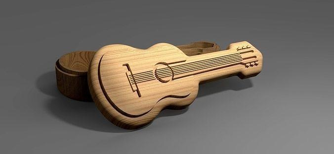 v carved gitar Kutu eps svg cnc yönlendirici konteyner depolama dekorasyon kurabiye mücevher Odun Vcarve işleme oymacı ev dekor 3d print model - Mito3D