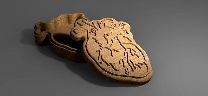 v carved cuore scatola eps svg cnc router contenitore Conservazione decorazione biscotto gioielleria legna vcarve lavorazione incisore Casa arredamento 3d print model - Mito3D