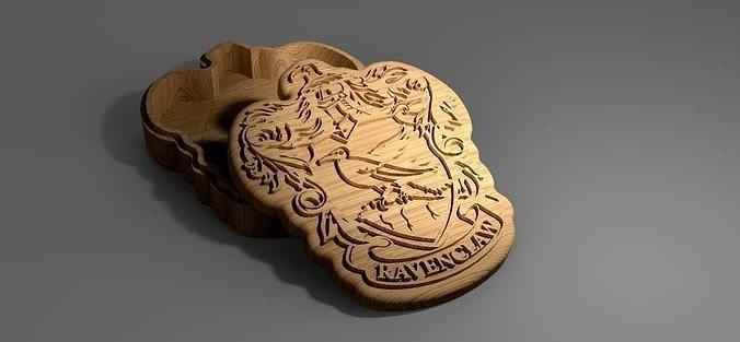 v-carved ravenclaw harry potter box eps svg cnc router container storage decoration cokkie jewellery wood vcarve engraver machining house decor 3d print model - Mito3D
