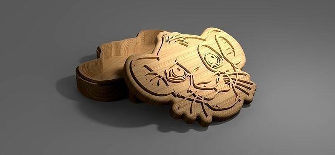 v carved simba caja eps svg cnc enrutador envase almacenamiento decoración Galleta joyería madera vcarve grabador mecanizado disney león Rey casa 3d print model - Mito3D