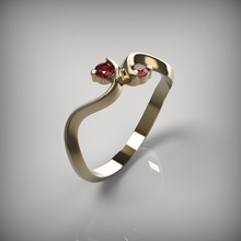 v006 ragazza anello cnc 3d modello di stampa gioielli stampabile 14k 18k argento la sterlina oro d'oro ruby gemme anelli 3d print model - Mito3D