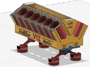 v12 block 3dprinter wagen motorblock motor kolben dekor zuhause haus ungebührlich innere karteneinbehalt stifthalter kartenhalter design fusion360 spiele spielzeuge 3d print model - Mito3D