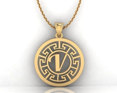 v letter pendant jewelry pendants gold alphabet font printable silver jewellery jewel rings necklace alphabets necklaces 3d print model - Mito3D