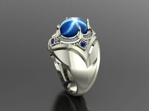v anillo zafiro diamante joyería joya oro plata lujo compromiso rubí moda enganchar cabujón platino impresión 3d anillos 3d print model - Mito3D