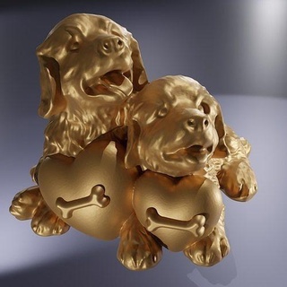 namorados cão 3d impressão amor canino cachorro cupido animal arte esculturas 3d print model - Mito3D