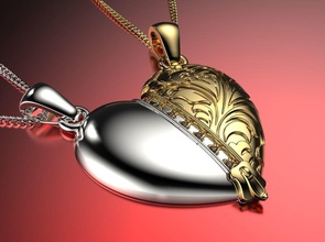 valentine double pendant heart couples gift jewelry pendants 3d print model - Mito3D