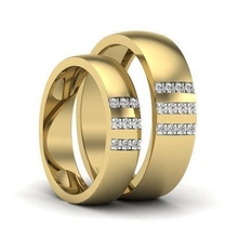 sevgili Solitaire çift grup yüzük düğün nişan mücevher yazdırılabilir elmas altın takı yüzükler gelin damat bantlar kalp Aşk çelik siluet 3d print model - Mito3D