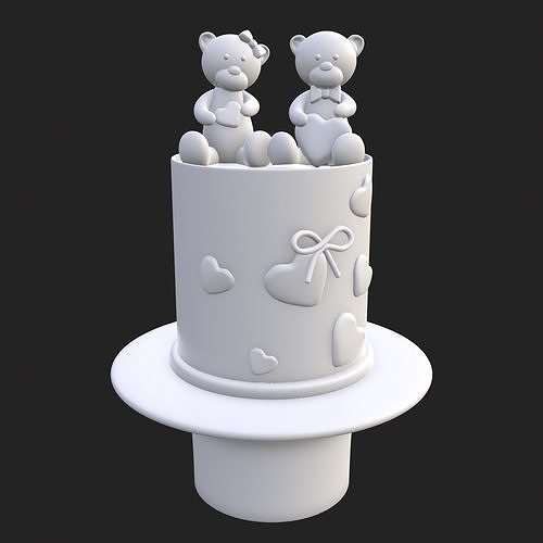 namorados Urso bolo amar corações presente coração doce romance celebração aniversário Comida pelúcia romântico feriado sobremesa Casamento arte esculturas 3D print model - Mito3D