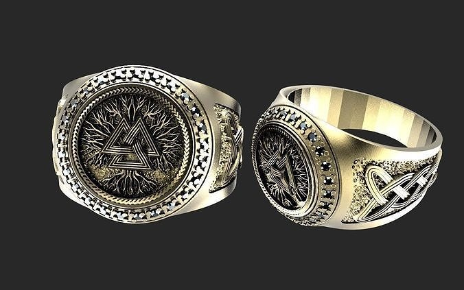 valknut ring viking nordic tree life jewelry rings 3D print model - Mito3D