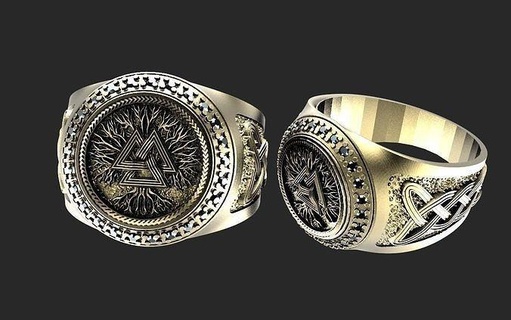 valknut ring ring viking valknut nordic tree life jewelry rings  3d print model - Mito3D