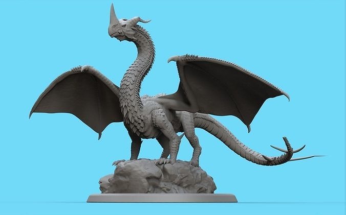 valmiere yüksek yaşlı Ejderha kertenkele yaratık canavar sürüngen büyülü iguana hayvan Jurassic fantezi kurgusal efsanevi tarih öncesi Sanat heykeller 3D print model - Mito3D