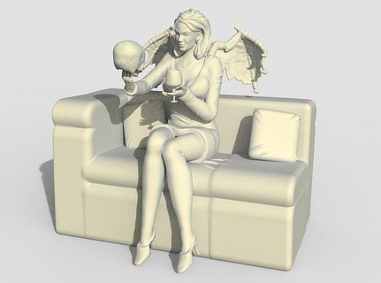 vampir kız oturma Vampirella KADIN karakter oyuncak Sanat heykeller 3d print model - Mito3D
