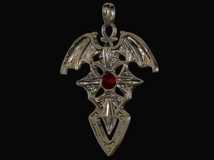 vampire pendant fantasy dracula halloween art bat scary silver jewel jewellery stone printable gothic skull animal blood goth jewelry pendants 3d print model - Mito3D