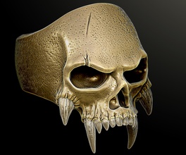 vampiro squillare gioielleria stampabile lusso oro argento collana uomini moda Halloween cranio hiphop scheletro crepuscolo orrore roccia metallo anelli 3d print model - Mito3D