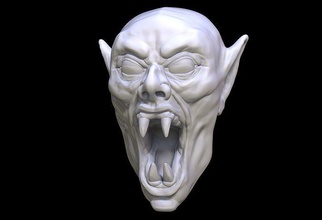 vampir baş şekil vermek kan yarasa dişler gözler tabut Nosferatu cadılar bayramı korkutucu ölüm minyatür ölümsüz mezarlık Sanat heykeller 3d print model - Mito3D