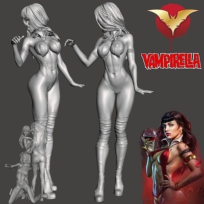 vamps 1 vampirella modèle by sparx vampire horreur femelle fantaisie scifi femme fille musclé pose art sculptures 3d print model - Mito3D