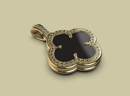 van cleef pendant rhinoceros rhino matrix matrixgold keyshot stl gold diamond jewel gem jewelry obj silver pendants 3d print model - Mito3D