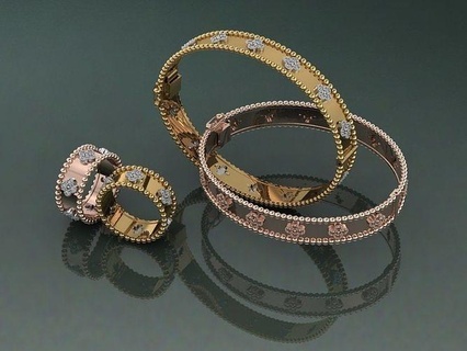 furgone chiave braccialetto squillare design gemma moda vancl cleef palle lusso gioielleria oro diamante braccialetti 3d print model - Mito3D