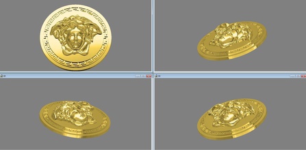 versace pandent moneda oro plata imprimible libra esterlina arte monedas insignias 3d print model - Mito3D