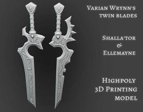 varian wrynns swords shallator ellemayne twin blades printable wrynn anduin warcraft hots splited model printing print shalamayne high poly cnc hobby diy 3d print model - Mito3D