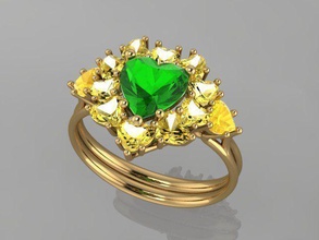 vas hearts jewelry brilliant gem precious fasion jewellery rings 3d print model - Mito3D