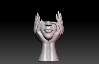 vase filles visage statue femme skulptura art sculptures sourire mains lèvres tête fille pot fleur décor 3dprint 3d print model - Mito3D