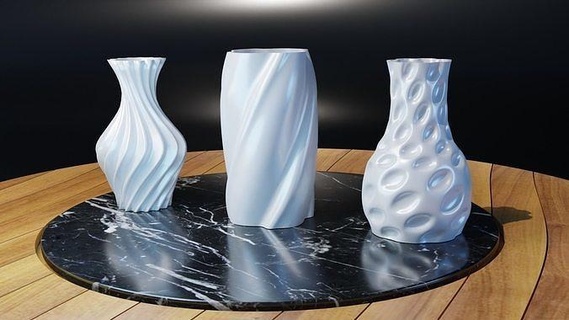 vase 3pcs houseware home office desk flower stylish decor interior decorative house 3dprint print 3d print model - Mito3D