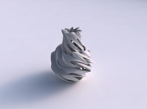 vaso alieno curvo piccolo liscio tagli contorto conico 2 ondulato casa arredamento 3d print model - Mito3D