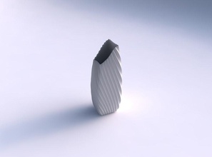 vase gebogen rechteck extrudiert vertikale linien 2 gericht dekor architektonisch dekoration haus 3d print model - Mito3D