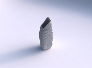vase gebogen rechteck wellig extrudiert linien 2 gericht dekor architektonisch dekoration haus 3d print model - Mito3D