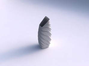 vase courbé rectangle ondulé extrudé lignes plat décor architectural décoration maison 3d print model - Mito3D