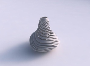 vase bulb twisted inner outer lines very tapered 2 wavy house decor 3d print model - Mito3D