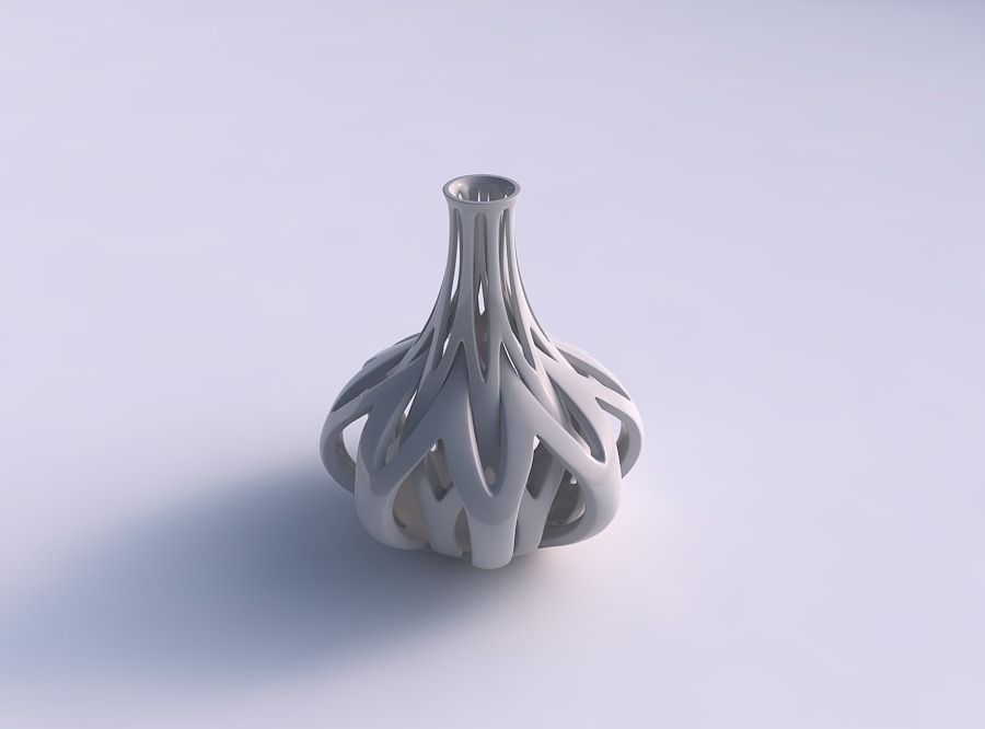 vase bulged bottom intertwining lines tapered 2 house decor 3D print model - Mito3D