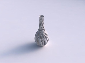 vase bulged bottom intertwining lines twisted tapered house decor 3d print model - Mito3D