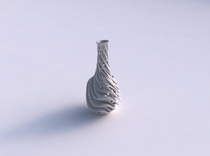 vase bulged bottom intertwining lines very twisted tapered wavy house decor 3d print model - Mito3D