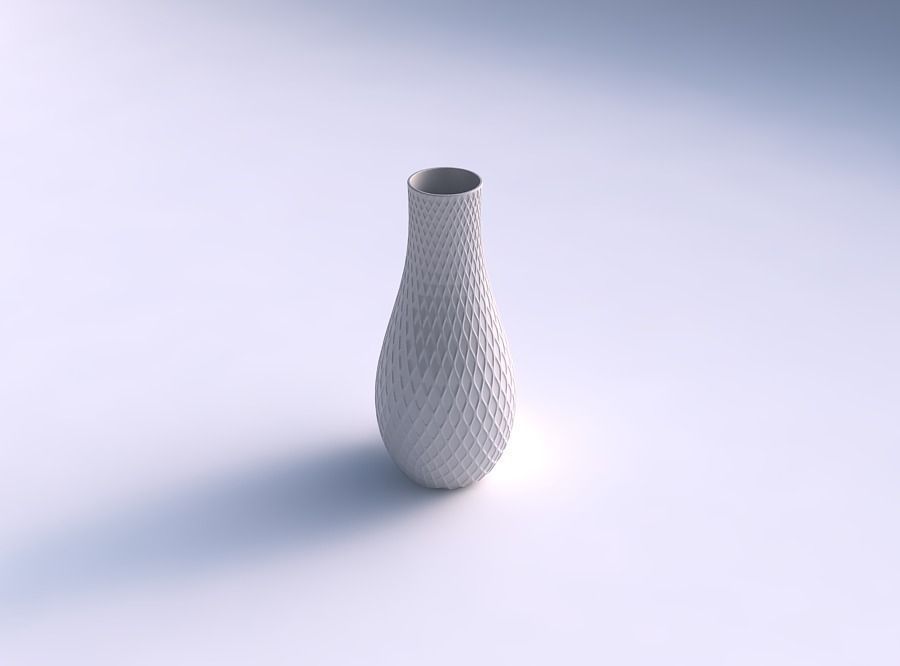 vase curved diagonal grid dents house decor 3D print model - Mito3D