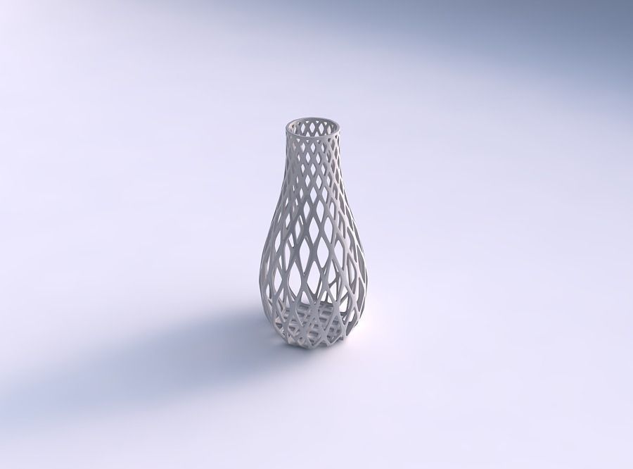 vaso in curva diagonale griglia a reticolo casa il curvo arredamento 3D print model - Mito3D