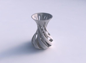 vaso curva funil superior trançado duas camadas de linhas cônico 2 a casa curvo topo torcida em decoração 3d print model - Mito3D