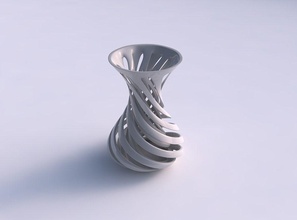 vaso curva funil superior trançado duas camadas de linhas torcida cônico 2 a casa curvo topo em decoração 3d print model - Mito3D