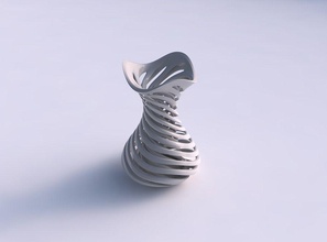 vase gebogen trichter verdrehte geschichtet linien verjüngt 2 wellig haus dekor 3d print model - Mito3D