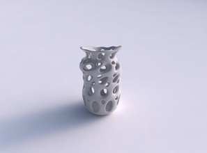 vase galbé en nid d'abeille lisse coupes excentriques maison courbée les coupures excentrique décor 3d print model - Mito3D