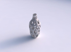 vase galbé en nid d'abeille lisse coupes long cou maison courbée les coupures décor 3d print model - Mito3D