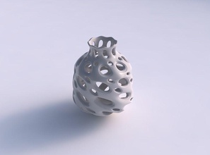 vase galbé en nid d'abeille lisse coupes à l'échelle du milieu maison courbée les coupures de large décor 3d print model - Mito3D