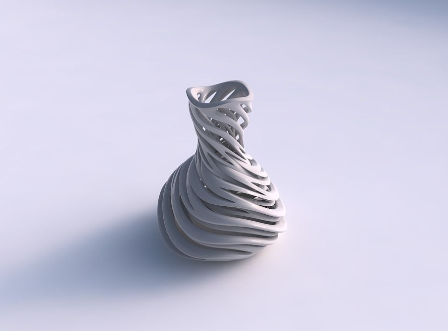 vase, geschwungene Sanduhr verschlingenden Linien sehr verdrehte tapered-2 wellig Haus vase gebogen Verflechtung twisted verjüngt werden 2 Dekor 3D print model - Mito3D