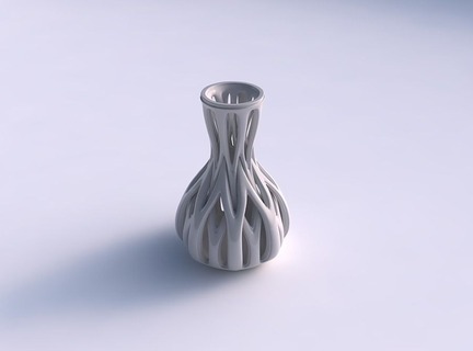 vaso curvado ampulheta fino chanfrado entrelaçando linhas cônico 2 casa decoração 3d print model - Mito3D