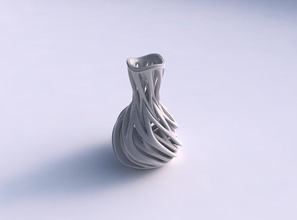 vase curved hourglass slim beveled intertwining lines twisted tapered 2 wavy house decor 3d print model - Mito3D